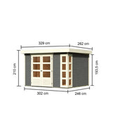Abri de jardin en bois massif gris terre 7,43m² Kerko 5 – Karibu Ma boutique